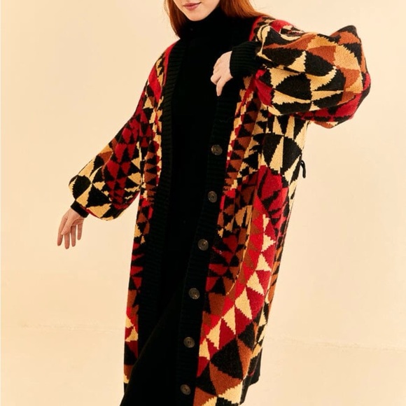 🌺🎉HP🎉🌺 NWT Farm Rio Heart Deco Maxi Knit Cardigan - Picture 2 of 15